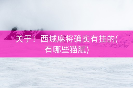关于！西域麻将确实有挂的(有哪些猫腻)