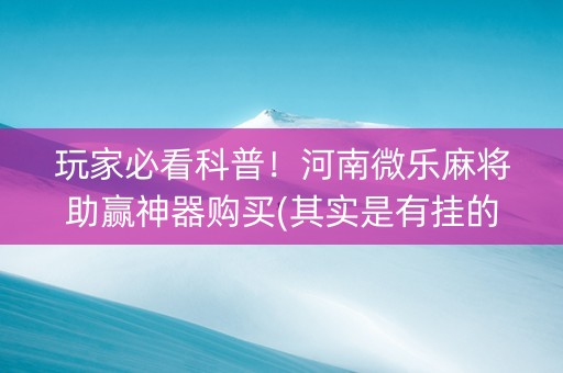 玩家必看科普！河南微乐麻将助赢神器购买(其实是有挂的)