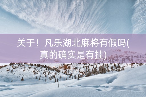 关于！凡乐湖北麻将有假吗(真的确实是有挂)
