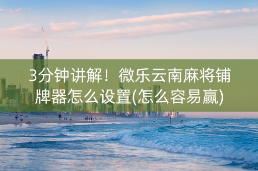 3分钟讲解！微乐云南麻将铺牌器怎么设置(怎么容易赢)