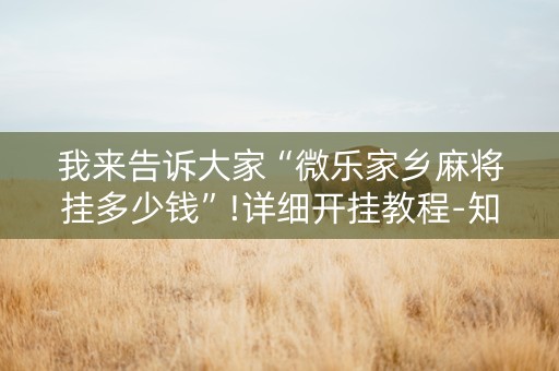 我来告诉大家“微乐家乡麻将挂多少钱”!详细开挂教程-知乎