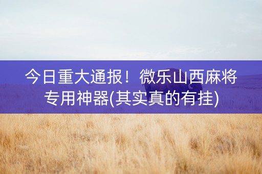 今日重大通报！微乐山西麻将专用神器(其实真的有挂)