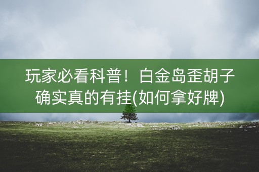 玩家必看科普！白金岛歪胡子确实真的有挂(如何拿好牌)