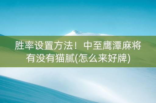 胜率设置方法！中至鹰潭麻将有没有猫腻(怎么来好牌)
