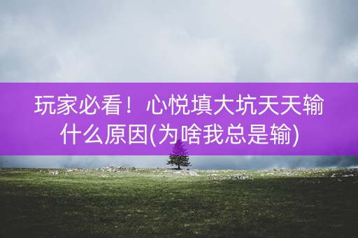 玩家必看！心悦填大坑天天输什么原因(为啥我总是输)