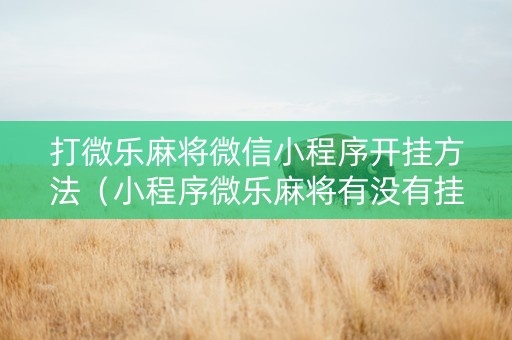 打微乐麻将微信小程序开挂方法（小程序微乐麻将有没有挂）