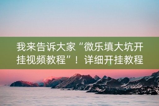 我来告诉大家“微乐填大坑开挂视频教程”！详细开挂教程（确实真的有挂)-知乎