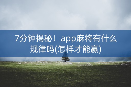 7分钟揭秘！app麻将有什么规律吗(怎样才能赢)