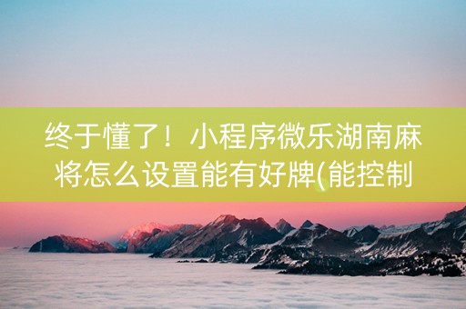 终于懂了！小程序微乐湖南麻将怎么设置能有好牌(能控制输赢吗)