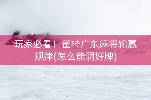 玩家必看！雀神广东麻将输赢规律(怎么能调好牌)