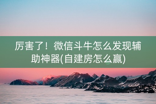 厉害了！微信斗牛怎么发现辅助神器(自建房怎么赢)