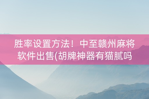 胜率设置方法！中至赣州麻将软件出售(胡牌神器有猫腻吗)