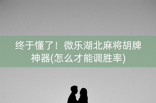 终于懂了！微乐湖北麻将胡牌神器(怎么才能调胜率)
