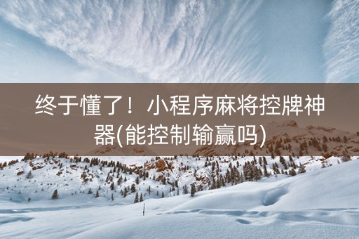 终于懂了！小程序麻将控牌神器(能控制输赢吗)