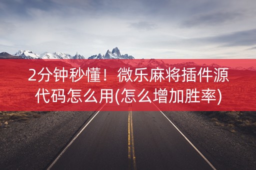 2分钟秒懂！微乐麻将插件源代码怎么用(怎么增加胜率)