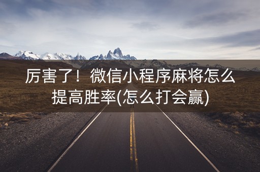 厉害了！微信小程序麻将怎么提高胜率(怎么打会赢)