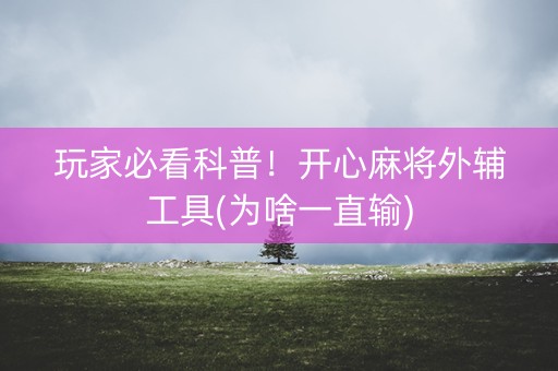 玩家必看科普！开心麻将外辅工具(为啥一直输)