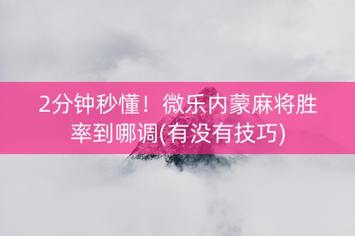 2分钟秒懂！微乐内蒙麻将胜率到哪调(有没有技巧)
