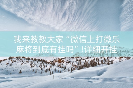 我来教教大家“微信上打微乐麻将到底有挂吗”!详细开挂教程-知乎