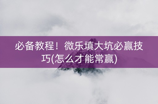 必备教程！微乐填大坑必赢技巧(怎么才能常赢)