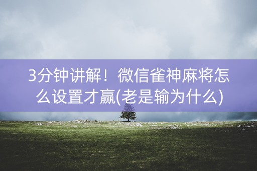 3分钟讲解！微信雀神麻将怎么设置才赢(老是输为什么)
