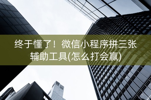 终于懂了！微信小程序拼三张辅助工具(怎么打会赢)