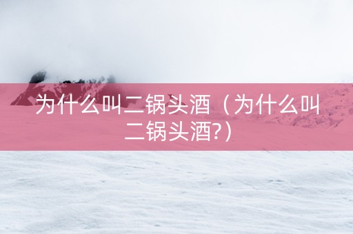 为什么叫二锅头酒（为什么叫二锅头酒?）