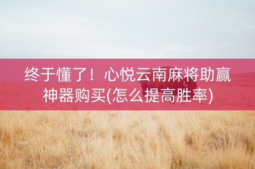 终于懂了！心悦云南麻将助赢神器购买(怎么提高胜率)