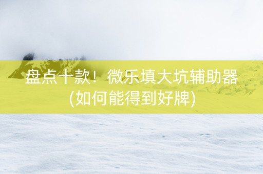 盘点十款！微乐填大坑辅助器(如何能得到好牌)