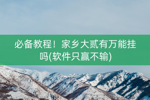 必备教程！家乡大贰有万能挂吗(软件只赢不输)