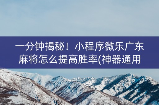 一分钟揭秘！小程序微乐广东麻将怎么提高胜率(神器通用版)