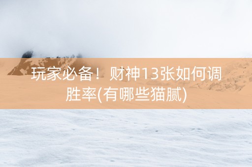 玩家必备！财神13张如何调胜率(有哪些猫腻)