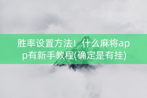 胜率设置方法！什么麻将app有新手教程(确定是有挂)
