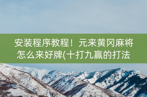 安装程序教程！元来黄冈麻将怎么来好牌(十打九赢的打法)