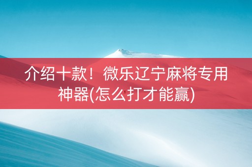 介绍十款！微乐辽宁麻将专用神器(怎么打才能赢)