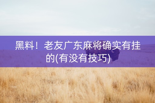 黑料！老友广东麻将确实有挂的(有没有技巧)