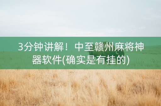3分钟讲解！中至赣州麻将神器软件(确实是有挂的)