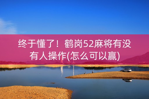 终于懂了！鹤岗52麻将有没有人操作(怎么可以赢)