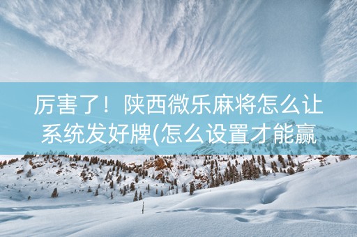 厉害了！陕西微乐麻将怎么让系统发好牌(怎么设置才能赢)