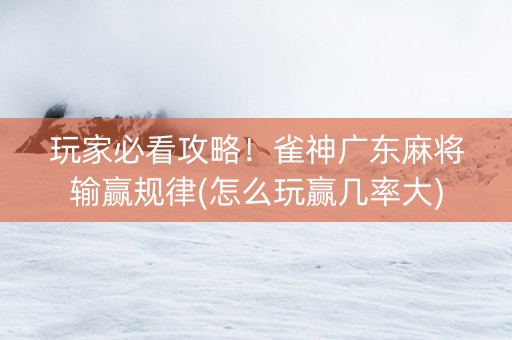 玩家必看攻略！雀神广东麻将输赢规律(怎么玩赢几率大)