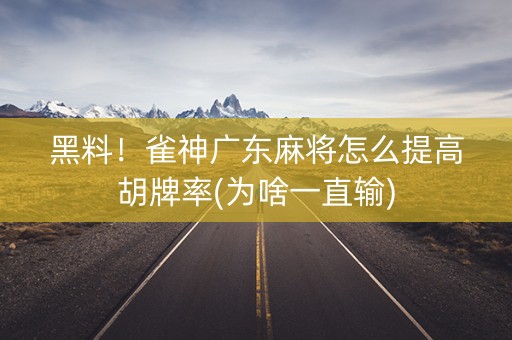 黑料！雀神广东麻将怎么提高胡牌率(为啥一直输)