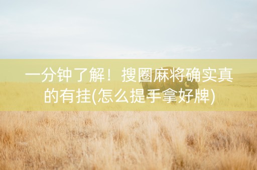 一分钟了解！搜圈麻将确实真的有挂(怎么提手拿好牌)