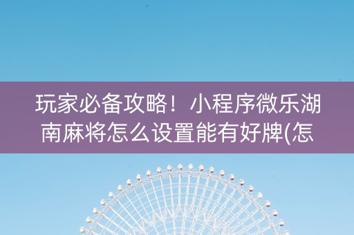 玩家必备攻略！小程序微乐湖南麻将怎么设置能有好牌(怎么设置能有好牌)