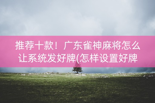 推荐十款！广东雀神麻将怎么让系统发好牌(怎样设置好牌)