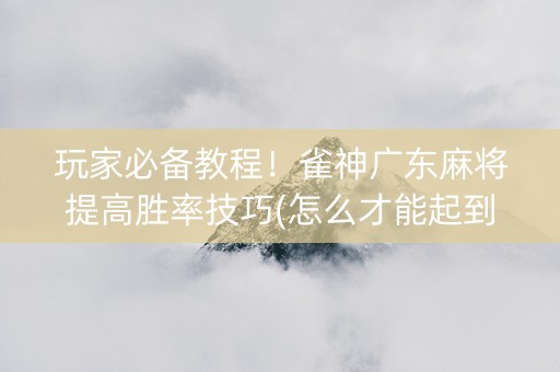 玩家必备教程！雀神广东麻将提高胜率技巧(怎么才能起到好牌)