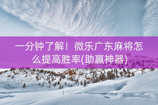 一分钟了解！微乐广东麻将怎么提高胜率(助赢神器)