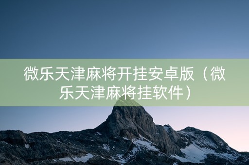 微乐天津麻将开挂安卓版（微乐天津麻将挂软件）