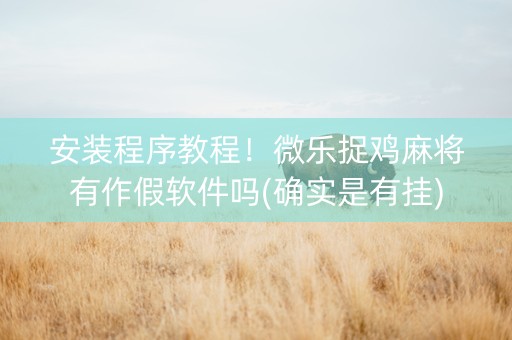 安装程序教程！微乐捉鸡麻将有作假软件吗(确实是有挂)