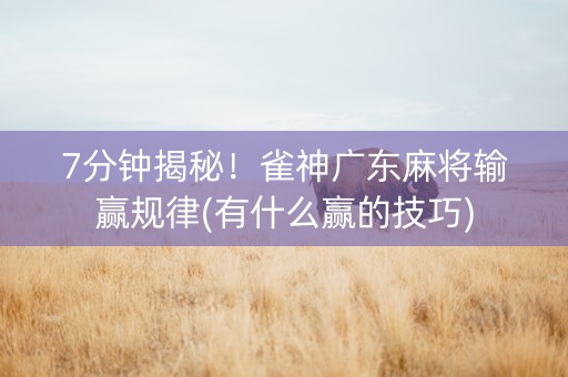 7分钟揭秘！雀神广东麻将输赢规律(有什么赢的技巧)