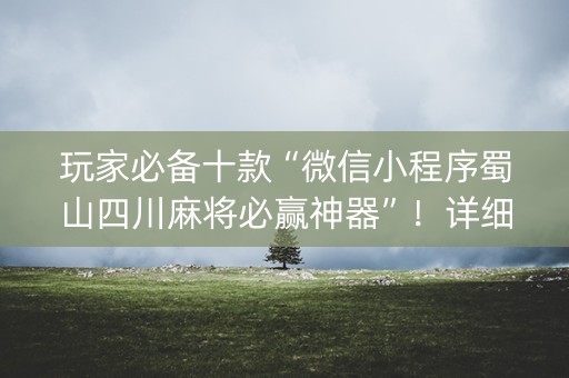 玩家必备十款“微信小程序蜀山四川麻将必赢神器”！详细开挂教程（确实真的有挂)-知乎